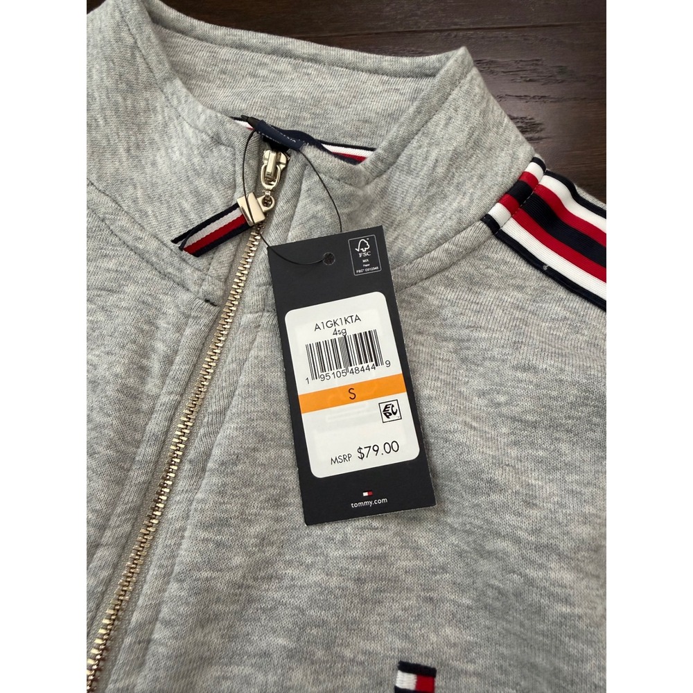 Tommy Hilfiger Womens Quarter Zip Sweatshirt Dress Gray Stripe Logo S A1GK1KTA - Picture 5 of 6